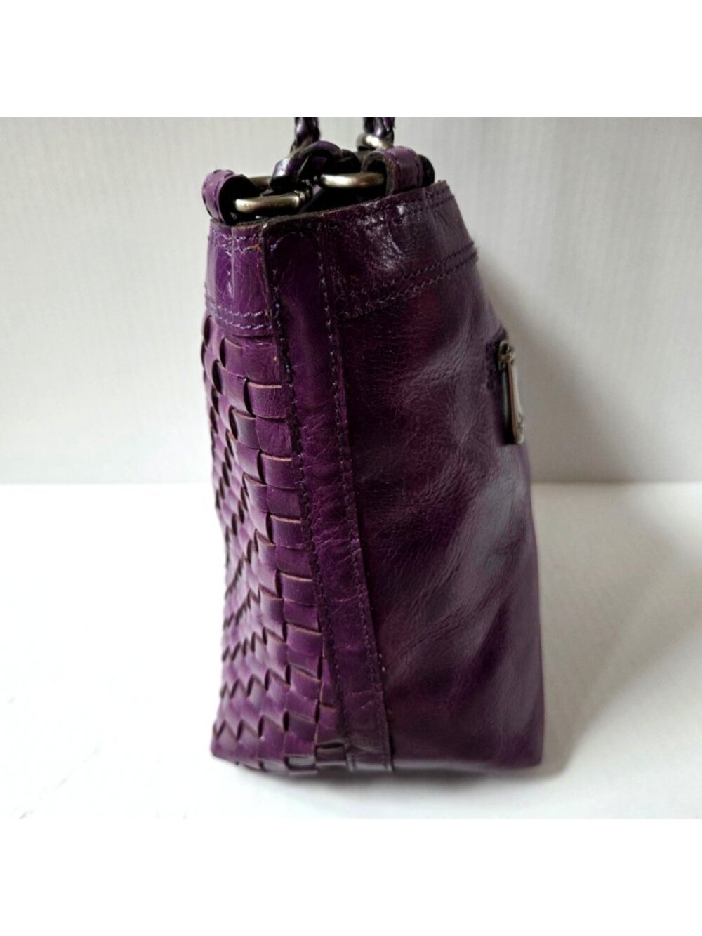 Patricia Nash Purse Purple Discovery Woven Iverna Bucket Shoulder Bag Plum Jam - Picture 6 of 16
